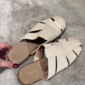 AEROSOLES Cream Woven Slide Mules